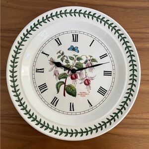 PORTMEIRION Botanic Ceramic Kitchen Wall Clock Rare Fuschia Magellanica Pattern